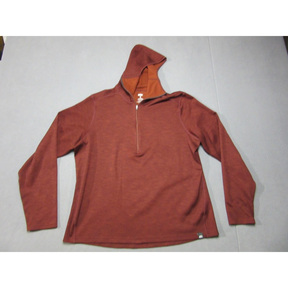 REI Hoodie Mens XL Rust Orange Quarter Zip Lightweight Activewear Outdoor